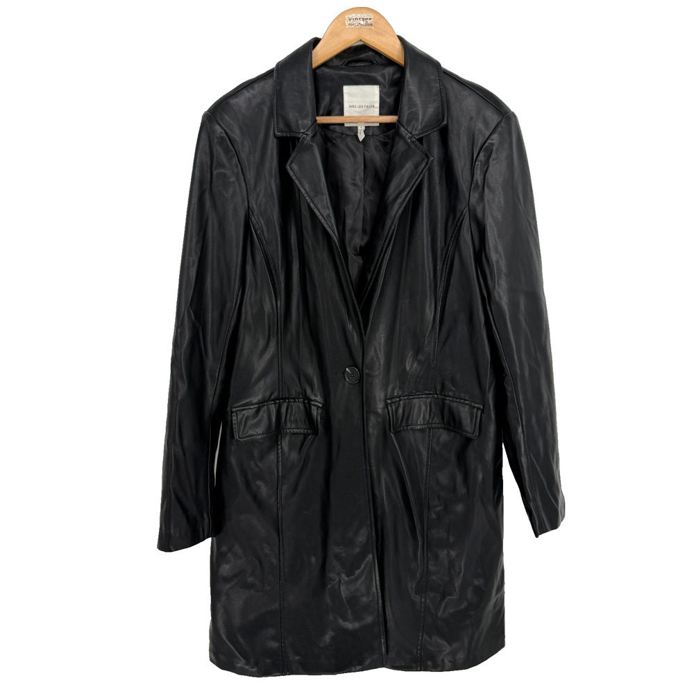 Avec Les Filles Coat Sz L Vegan Leather Quite Luxury Corpcore 90s Off Duty Model